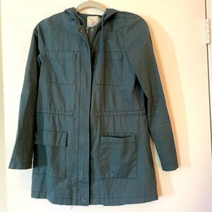 Jack by Dakota brand Green trench coat with hood.